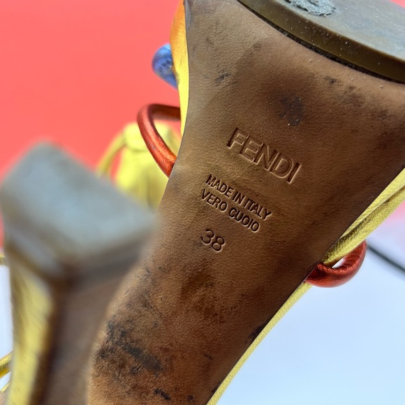 FENDI Vintage Open Toe Multi Colored Metallic Heels - Picture 12 of 13